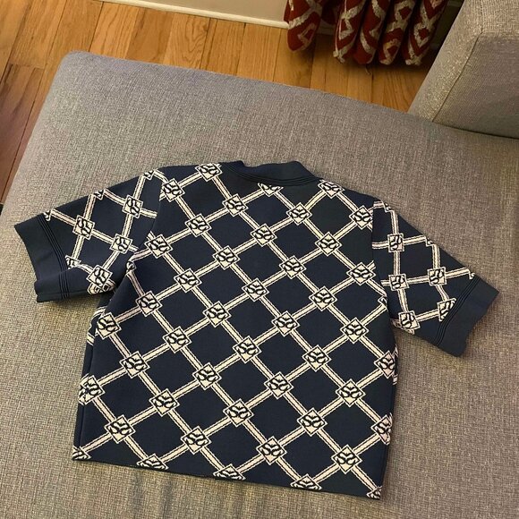 Rare Sandro Madere Logo Pattern cropped knit cardigan with jacquard - Picture 3 of 5